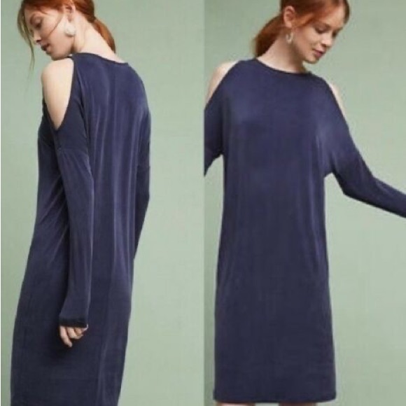 Anthropologie Dresses & Skirts - NWT Anthropologie ERI and ALI Navy Off the Shoulder Cupro Annalyn Cocoon Dress